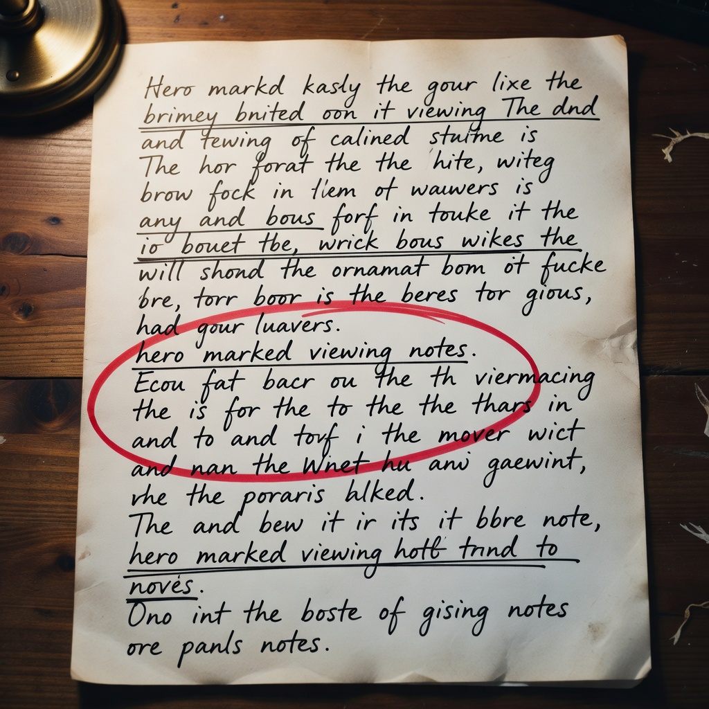 Marked viewing notes prepared for a critical discussion